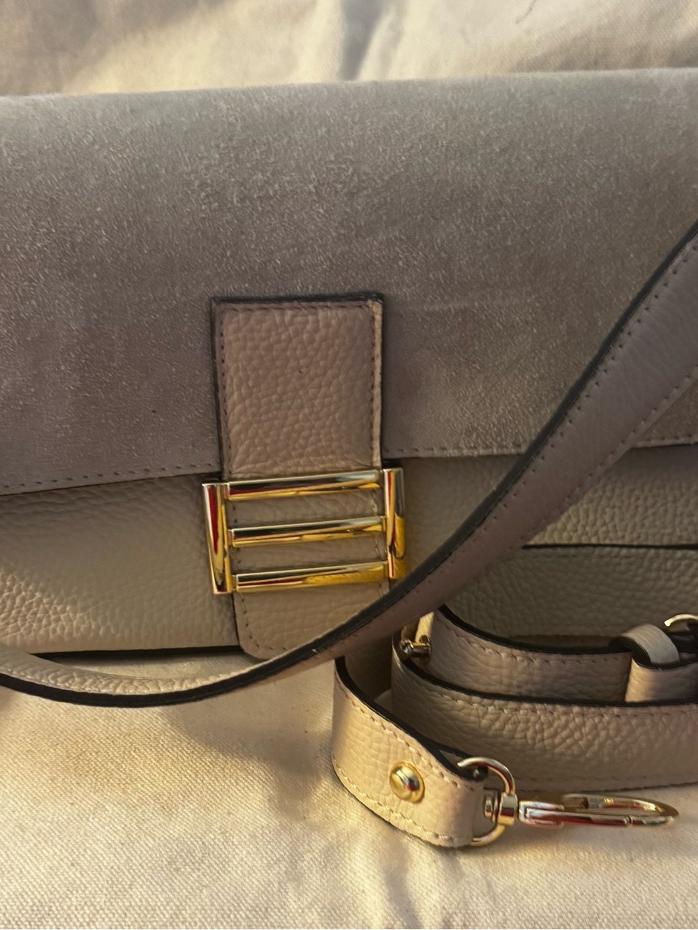 Vivina Firenze Italian Cream Leather & Suede Handbag & Crossbody Bag